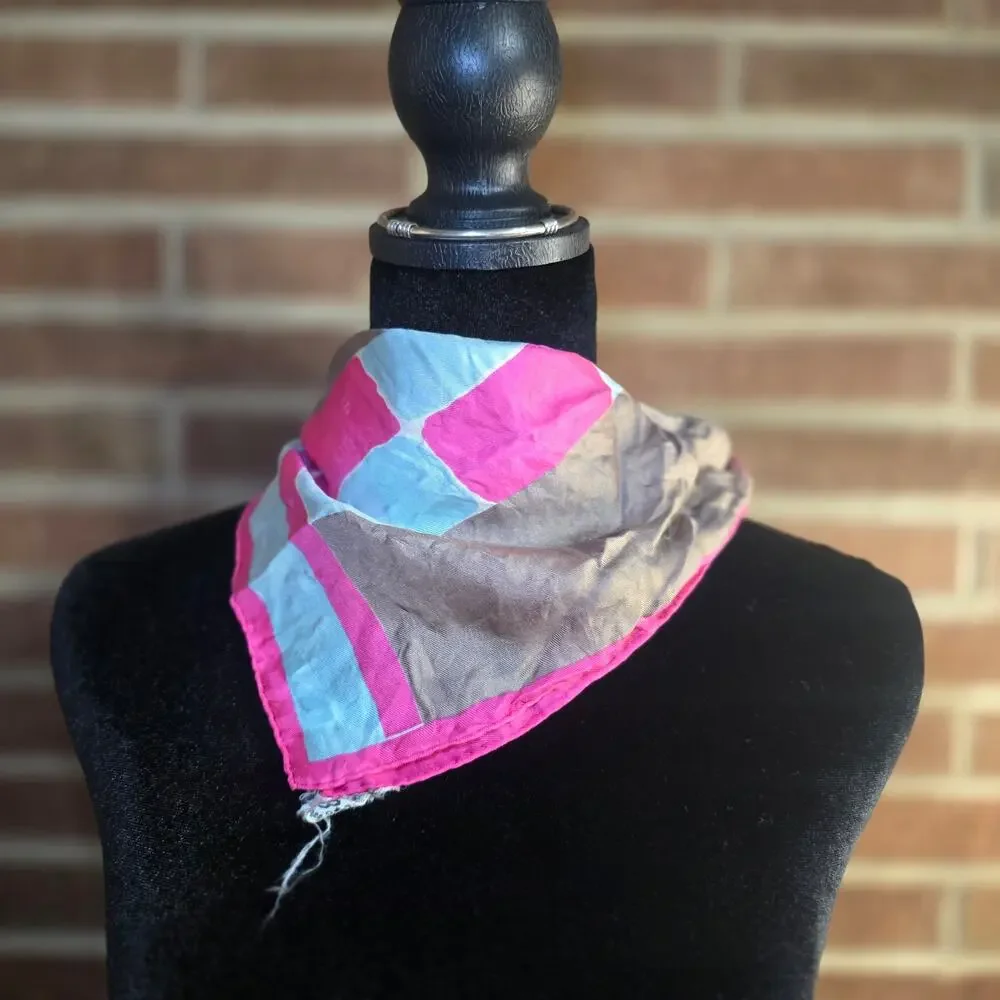 Vintage Burmel Original Silk Scarf Made in Japan Hand Rolled Geometric Colorblck